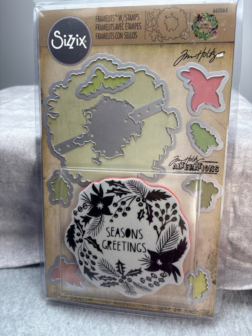 Sizzix Tim Holtz Alterations Seasons Greetings Framelits Stamps Christmas Craft